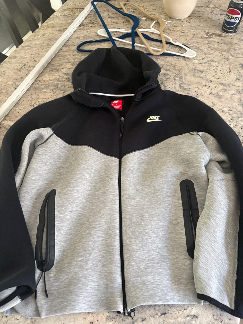 Nike Tech Black and Gray Full-Zip Performance Hoodie Jacket